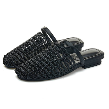 MingLiu Knitted Baotou Slippers For Women In Summer 2025, New Hollow Out Style For Outdoor Wear, Cool And Fashionable, Versatile, And Semi Drag_voghion.com