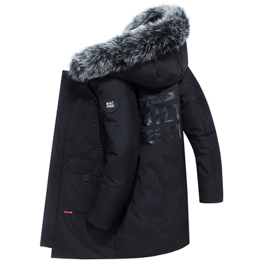 Men's clothing large fur collar thick warm cotton-padded coat coat white duck down_voghion.com