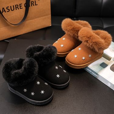 XUANMU Fashion Children's Snow Boots Winter New Style Plush Thickened Girls' Soft Sole Cotton Boots Boys' Soft Comfortable Shoes XF0049_voghion.com