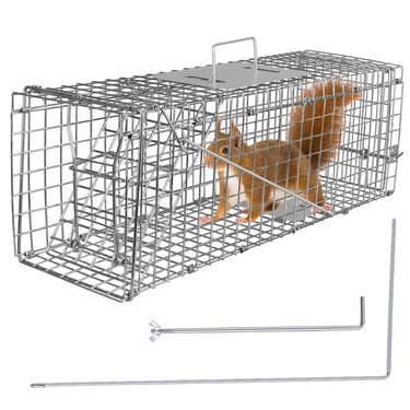 Humane Cat Trap Cage Catch Release Live Animal Rodent Cage Collapsible Galvanized Wire for Small Raccoons Beavers Groundhogs Foxes Armadillos_voghion.com