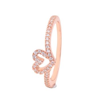 Women's Jewelry Ring White Copper Rose Gold Shining Love Bone Ring Heart Shaped Hollow Ring Surprise Gift_voghion.com