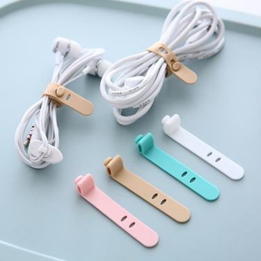 4 pieces of silicone strap organizer wire Winder anti-loss earphone storage soft tape data cable strap_voghion.com