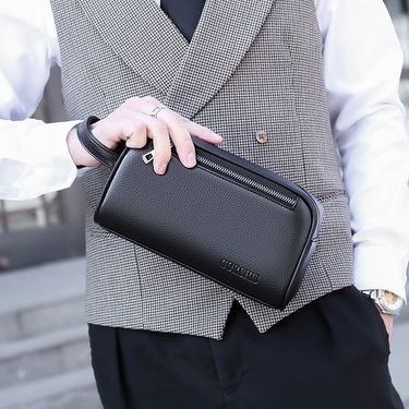 New Men's High Quality Large Capacity Business And Leisure Soft Leather Multi Pocket Handbag For Men_voghion.com