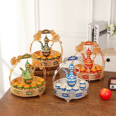 Home Furniture exquisite carved wine set personality light luxury table decoration retro palace style white wine jug crafts_voghion.com