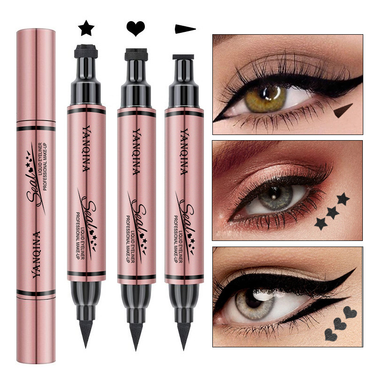 3pcs Double Head 2 In1 Waterproof Liquid Eyeliner Star Heart WIng Shapes Tattoo Stamp Quick To Dry Eye Liner Pencil Makeup Tool_voghion.com