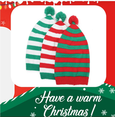 Christmas hat Adult knitted Christmas hat Elf Santa Beanies Red and green knitted crochet hat_voghion.com