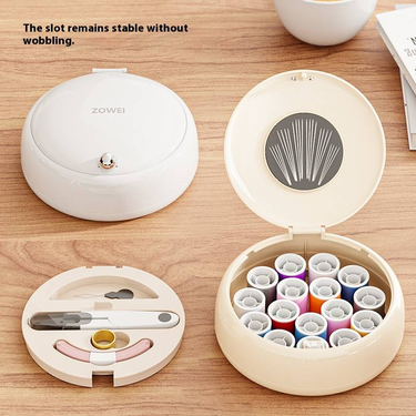 Elegant Portable Sewing Kit – ABS Mini Needle & Thread Box For Travel, Home & DIY (White, Compact & Lightweight)_voghion.com