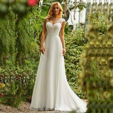 New Style Double Shoulder Lace V Neck Wedding Dress Fashionable Temperament Wedding White Classic Trailing Evening Dress_voghion.com