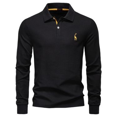 2025 Autumn Men's Solid Color Long Sleeved Polo Shirt Lapel Casual Tops Lapel Versatile High Quality Polo Men_voghion.com