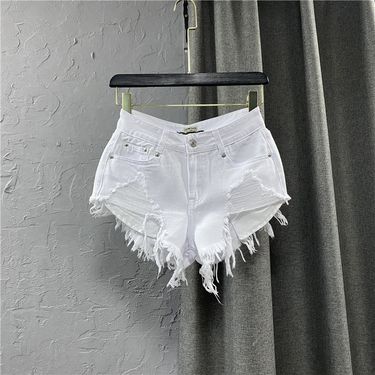 Women's Clothing Fashion Low Waist Shorts Women's Raw Edge Pants New Summer White Jeans Ripped A Line Hot Pants Trend_voghion.com