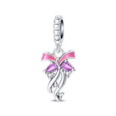 Filigree Bow Pendant Charm,Sterling Silver Charm Beads_voghion.com