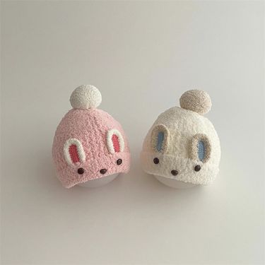 Baby hat Autumn and winter cute girl baby bunny plush knitted hat baby pullover hat_voghion.com