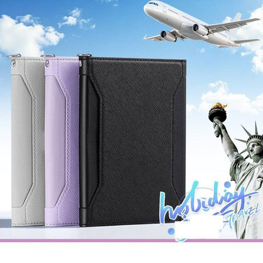 RFID Blocking Passport Wallet - Slim Multi Card Holder With 3-Fold Design, Lightweight & Durable PU Leather, Travel Essentials For Daily Use_voghion.com