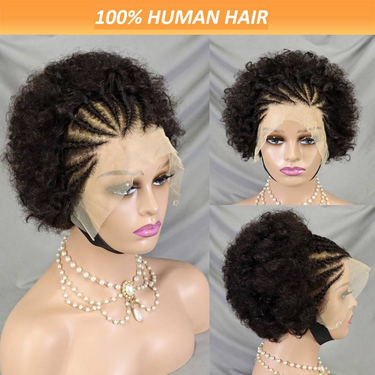 13x4 Short Afro Curly Human Hair Lace Wig Friendly for Women_voghion.com
