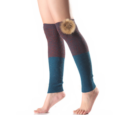 New autumn winter women's raccoon fur ball detachable and washable knitted dual color long tube knee length cashmere_voghion.com