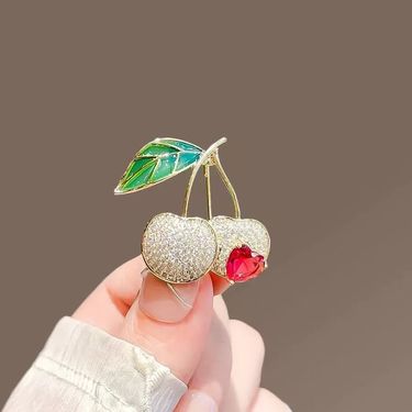 Cherry Brooch High-end Women's Niche Exquisite Pin Anti-light Neckline Corsage Accessories_voghion.com