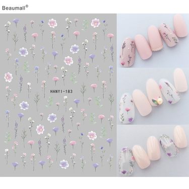 Nail Stickers Designer Flowers Plum Blossoms Nail Decals For Nail Art Manicure Beauty Back Glue Stickers Decals Girl Female Hot_voghion.com