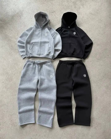 Embroidered Zipper Sweatpants Suit Casual Trousers Suit High Street Rap Street US Size Men's And Women's Sweatpants Suit_voghion.com