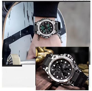 Double Display Digital Hand Large Dial High-end Business Sports Trend Men's Electronic Quartz Watch_voghion.com