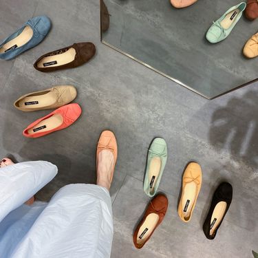 happyfeeling moccasins korean square toe shallow bowknot flat shoes ballet all match retro single shoes_voghion.com