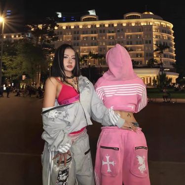 2025 Street Digital Print Hooded Zipper Hot Girl Sports Sweatshirt Sweatpants Set For Men And Women_voghion.com