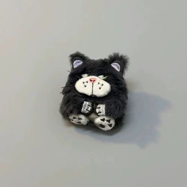 Plush Cute Gray Cat Suitable For 4th Earphone Niche Personality Generation Protective Case_voghion.com
