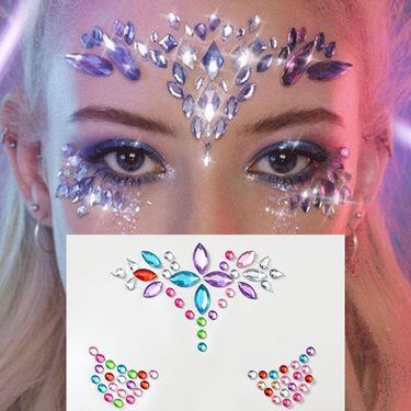 Body Art Face Tattoo Stickers Crystal Diamond Stickers Eyebrow Stickers Masquerade Facial Face Stickers Diamond Rhinestone Decoration_voghion.com