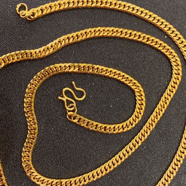 Authentic Fashion Gold-Plated Brass Cuban Necklace Long Side Chain For Men And Women Couples Horsewhip_voghion.com