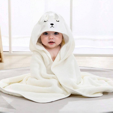 Children's Bath Towel 80x80 Cm, Animal Pattern Hooded Design, Polyester Material, Soft And Breathable, High Water Absorption, Baby Mattress Blanket_voghion.com