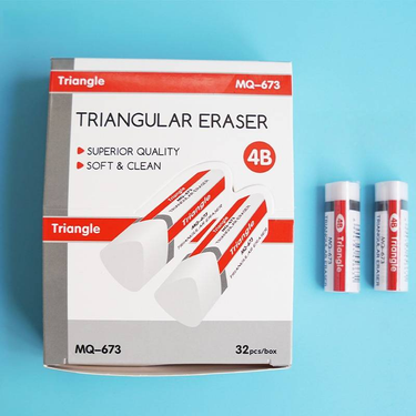 MQ-673 4B Triangular PVC Eraser - Cartoon Design For Students, Exams, Drawing & Office Use (Black/White)_voghion.com