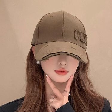 21cm wide brim personalized baseball female face display, small hat, trendy brand, distressed hard top duckbill cap,_voghion.com