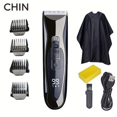 Waterproof Electric Hair Clipper with LED LCD Screen Ideal for Men's Hair Cutting and Grooming, Rechargeable Hair Cutting with Pusher for Precision C_ipsvogv.com