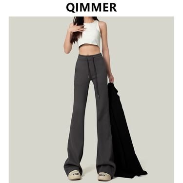 Flared Yoga Pants For Women - High Waist Stretchy Bootcut Lounge Pants With Ties, Soft Rayon Blend Fabric, Slim Fit Casual Athletic Trousers_voghion.com