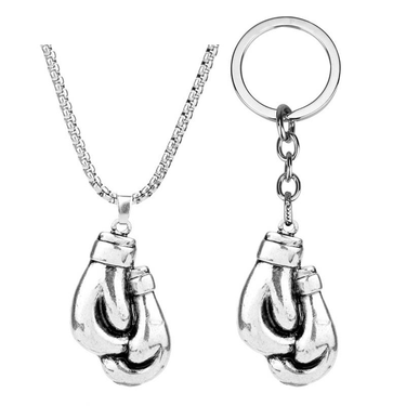 Boxing Gloves Engraved Keychain Stainless Steel Polished Creative Keychain Cross-border E-commerce_voghion.com