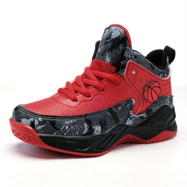 Boy's Trendy Basketball Shoes, Comfy Non Slip Shock Absorption Lace Up Sneakers For Kids Outdoor Activities_voghion.com