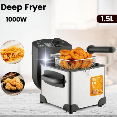 1.5L Compact Electric Deep Fryer, Thermostat Control 60-200掳C For Chicken Fries, Oil Filtration System_voghion.com
