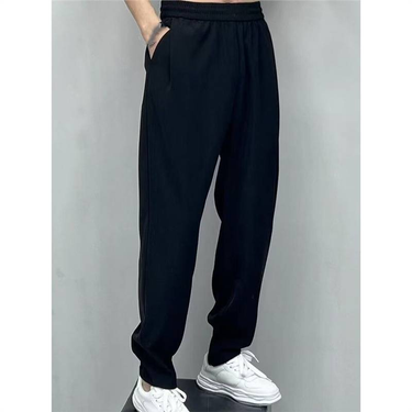 New Drape Ice Silk Nine-inch Casual Pants For Men, Summer Straight-leg Loose Wide-leg Pants, Trendy Brand Sports Pants_voghion.com