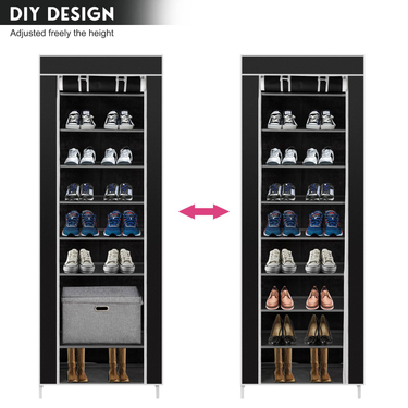 Fashionable Room-saving 9 Lattices Non-woven Fabric Shoe Rack Rose Red, Shoe Rack Organizer With DIY Design, Space-Saving Storage For Shoes, Black_voghion.com