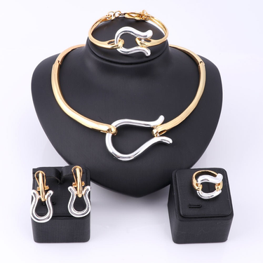 Women African Jewelry Sets Gold Color 3 Colors Fashion Bridal Wedding Elegant Romantic Wedding Necklace Jewelry Sets_viptrois.com
