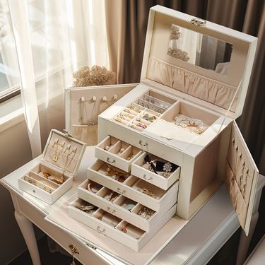 Large capacity five layer leather makeup box, multi-layer jewelry storage box_voghion.com