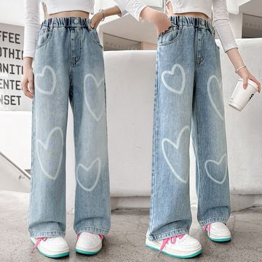Foreign Trade Wholesale Girls Jeans Spring And Autumn 2025 New Children's Stylish Wide Leg Pants For Girls Big Kids Fashionable Children's Pants_voghion.com