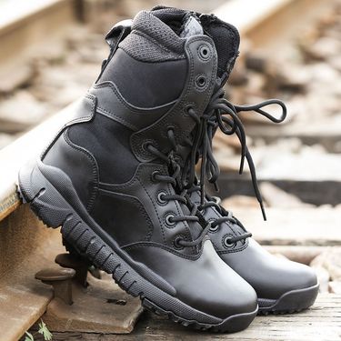 Black Combat Boots Xiaolong Light Combat Boots Shock Absorption High Top Outdoor Tactical Boots Combat Boots Breathable_voghion.com