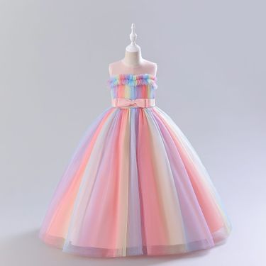 Kids Clothing supply of long girls dresses wedding dresses mesh dresses satin suspenders princess dresses foreign trade wholesale_viptrois.com