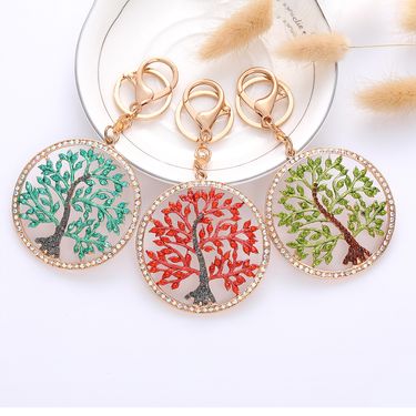 European And American Fashion Life Tree Colorful Diamond Inlaid Hollow Pendant Design Keychain Creative Exquisite Gift_voghion.com