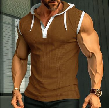 Men's Sleeveless Hooded Vest T-Shirt - Lightweight Summer Casual Top For Sports & Streetwear (6 Colors, S-XXXL)_voghion.com