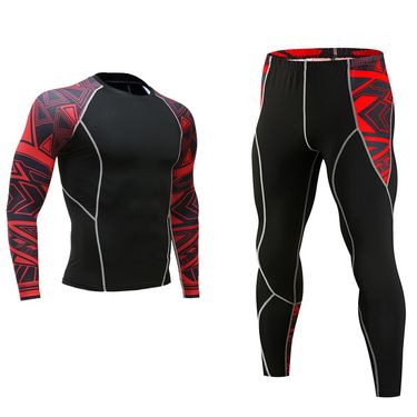 Men's Clothing fitness sports tights suit quick-drying basketball print training suit trousers tights running outdoor long sleeves_voghion.com