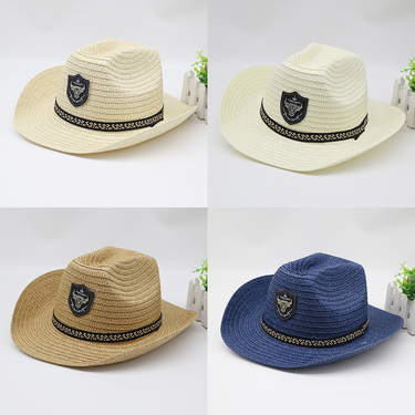Cowboy hat summer sun hat sun hat sun protection UV protection men's Korean straw hat beach hat wholesale_voghion.com