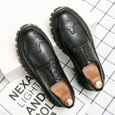 2024 Spring Blossom Men's British and Korean Round Toe Black Suit Wedding Business Dress Leather Shoes for Men_voghion.com