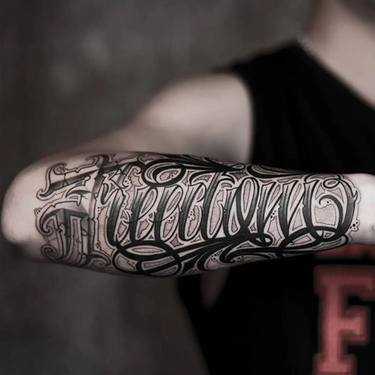 Gothic English Alphabet Flower Arm Tattoo Sticker 1 Size 12-19Cm_voghion.com