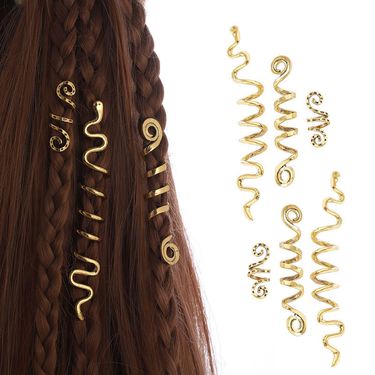 European & American Dreadlock Alloy Hair Accessories, Celtic Ethnic Style Spiral Electroplated Hair Clips, Wig & Braid Jewelry Set_voghion.com